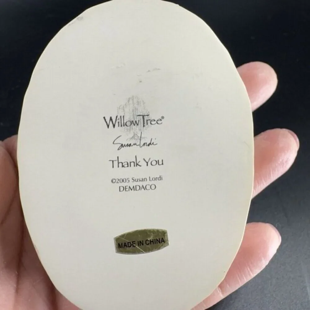 2005 Willow Tree Thank You Resin‎ Trinket Dish W Lid Container Jewelry Holder